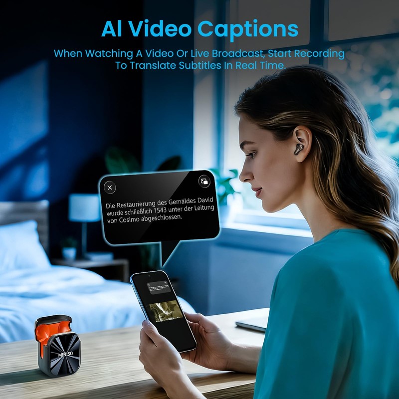 MS109 AI Translator Earbuds, 4-in-1 Translation Earbuds in Real Time