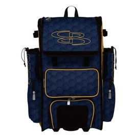 Boombah Superpack Hybrid Rolling Bat Bag - 3DHC Navy/Gold - Wheeled & Backpack Version