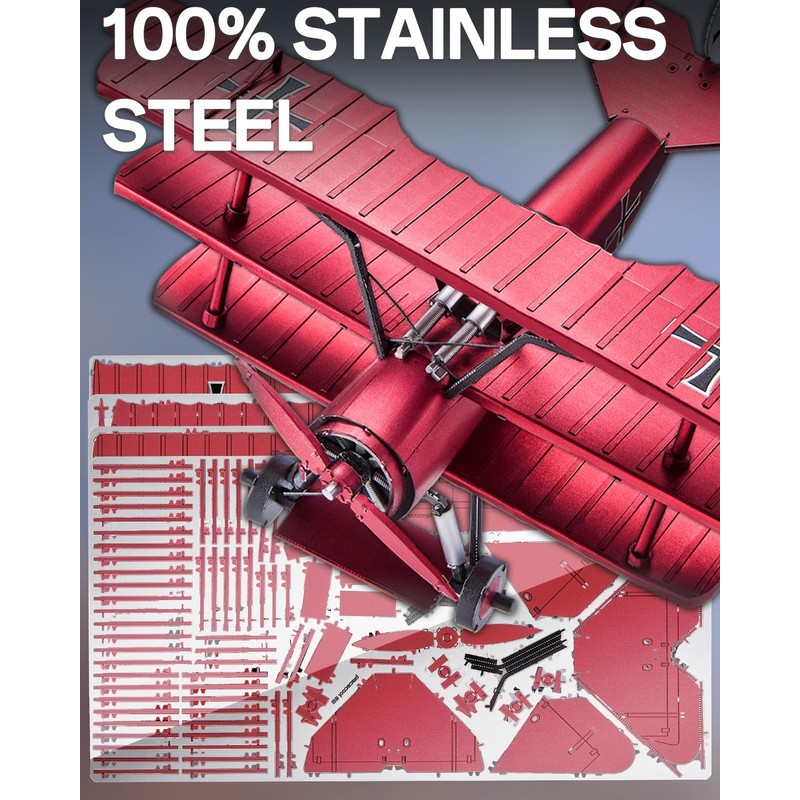 Piececool Metal Puzzle 3D Dr-1 Triplane Triplane Red Baron Aircraft