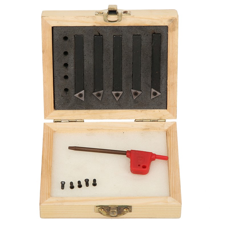 5Pcs 1/4in Indexable Turning Tool Set Cemented Carbide Machining Lathes