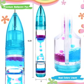 Livond Liquid Timer Pen - Retractable Ballpoint Pen with Colorful Moving Bubbles & Droplets - Relaxing Calming Fidget Sensory Writing Toy for Kids & Adults - Stress Relief - 3-Pack (Red, Green, Blue)