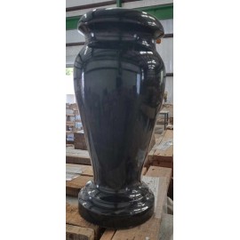 Granite Turned Memorial Vase Polished 4" x 10" Black