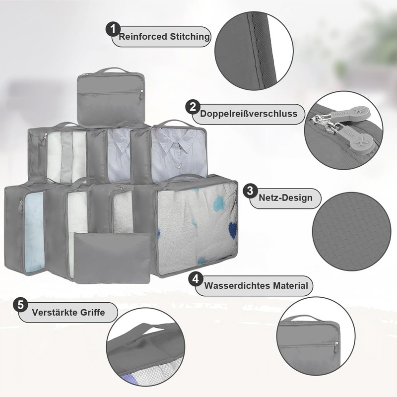 12 Large/Medium/Small Packing Cubes – Luggage Organiser in Various Sizes