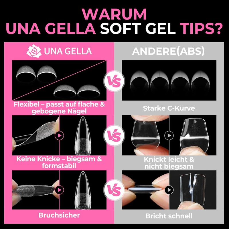 UNA GELLA Stiletto Nail Tips, Pack of 216