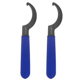 sourcing map 2 Pcs C Hook Spanner Wrench APU16 Nut Shock Wrench Steel Chuck Nut with Blue Non-Slip Handle for Lathe Clamping