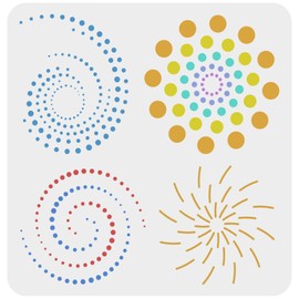 FINGERINSPIRE Dots Spiral Stencil 30 x 30 cm Reusable Geometric Spiral Stencil Mandala Dot Colouring Pages DIY Craft Decoration Stencil for Painting on Wall, Furniture, Wood and Paper