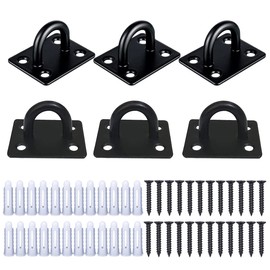 PROVIVID Stainless Steel Ceiling Hooks Pad Eyes Plate 6pcs 1.8" Heavy Duty Marine Hardware Hooks with Screws and Plastic Anchors Wall Mount Top Hook Hanging for Yoga Hammock Sandbag Plant Basket