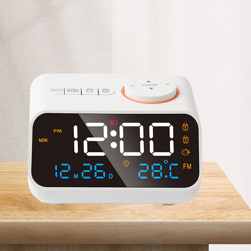 Alarm Clock Radio Multifunctional LED Music Timing Rechargeable FM Radio