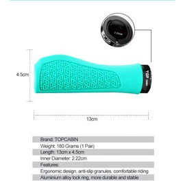 TOPCABIN Bicycles Handlebar Grips, Aluminum Lock-on Ergonomic Bike Grips, Cushion Vibrations Comfort Bike Handlebar Grips, Mountain MTB BMX Bicycles Grips for Scooter (Rubber(Green))