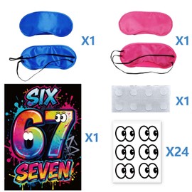 OUAOCZH 67 Meme Poster Birthday Party , 6 7 Number Poster, Blindfolds,Eye Sticker, Six Seven Meme Theme Poster Party Supplies(Black)