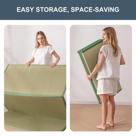 MAXYOYO MAXYOYO Japanese Tatami Mat 100% Rush Grass Portable Folding Mat Futon Mattress Firm Traditional Floor Bed 79"x54"x0.47"
