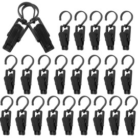 Kyuionty 24 Pcs Plastic Swivel Hanging Hooks Super Strong Rotating Laundry Hook Hangers Clothes Clips Closet Hangers for Home Clothing Store Workshop, Black