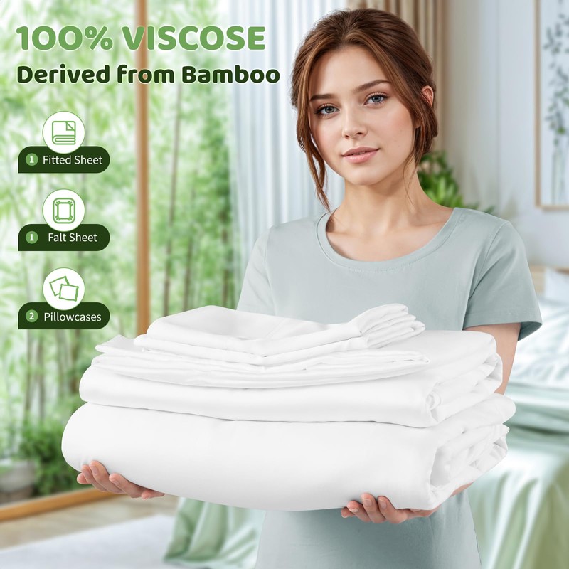 LBRO2M 100% Viscose Derived from Bamboo Bed Sheet 4 Piece