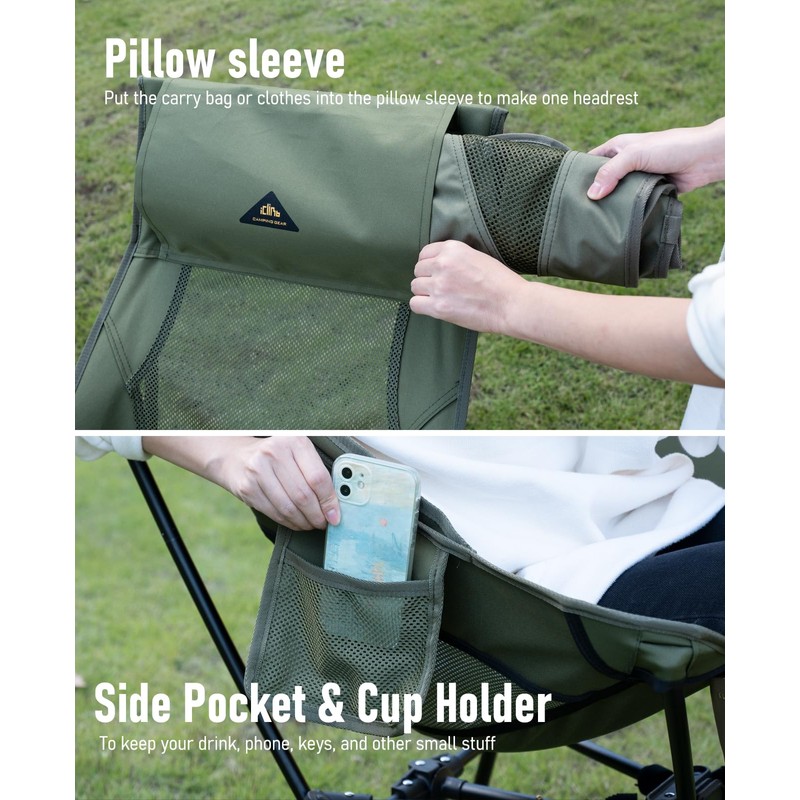 iClimb Ultralight Compact Camping Folding Beach Chair with Anti-Sinking Large