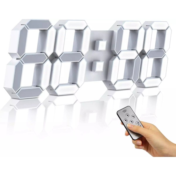EDUP HOME 15" 3D LED Digital Wall Clock, 12/24H, Time/Date/Temp