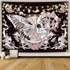 Ftuency Butterfly Skull Hippie Tapestry Skeleton Moon Phase Mushroom Wall