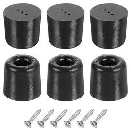 sourcing map 6 Pcs 1.26x1.18 Inch Round Rubber Furniture Feet with Screws, Washer, Non-Slip Furniture Floor Pads for Chair Table Sofa Couch Legs, Black