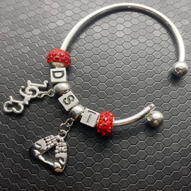 hot Greek society red sorority metal D letter beads 1913 bracelet jewelry open bangle