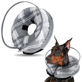 Kaket Inflatable Dog Collar, Recovery Collar Dog, Inflatable Dog Collars for After Surgery, Cone Collar Soft, Protective Inflatable Collar for Anti Lick, Cute Cat Cone Collar (M+, Grey)