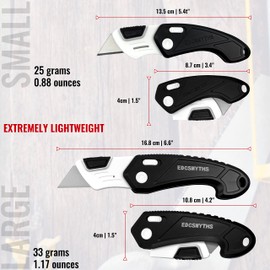 EDCSMYTHS 6 Count (3 Lg + 3 Sm) Folding Pocket Utility Knife, Weather & Rust Resistant - ABS Body, Ergonomic Design, Strong Grip, Built-in Keyring/Lanyard Hole, Easy Open/Close Folding Blade
