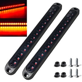 Paquete de 2 luces LED de identificación de remolque de 10 pulgadas con 15 LED, de 9 a 30 voltios, montaje de luz trasera LED de parada y giro, tira de barra de tercer freno, luz marcadora trasera
