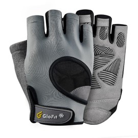 Glofit Workout Gloves for Women Men, Lightweight Weight Lifting Glove Breathable Fingerless Gym Gloves, Exercise, Fitness, Training, Cycling (Grey, Medium)