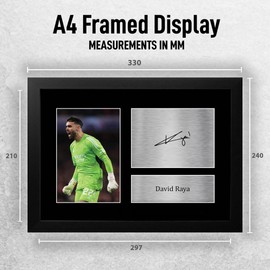HWC Trading FR A4 David Raya Arsenal Gifts Printed Signed Autograph Picture for Football Fans and Supporters - A4 Framed