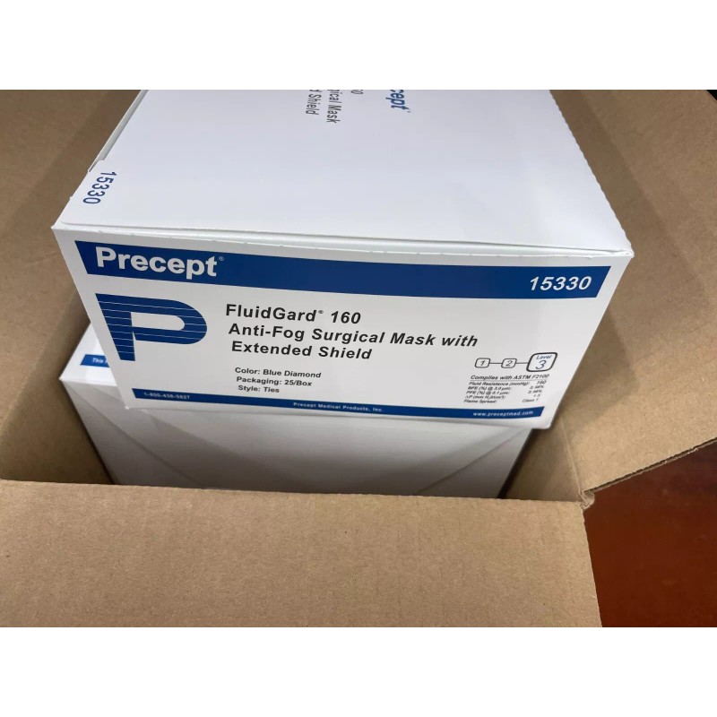 Precept FluidGard 160 Anti-Fog Surgical Mask Level 3 + Shield,