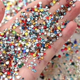 1440Pcs Colorful Nail Rhinestones and Charms, 3D Mini Small Diamond Art Flat Back Nail Charms Bling Round Nail Diamonds Cute Nail Decorations for Women Girls Nail Art Accessories DIY Crafts
