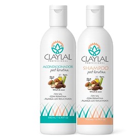 Claylal Professional | Shampoo y Acondicionador Post keratina 500ml c/u | Sin Sal | Tratamiento Post Alaciado con Cacao, Bambú y Aceite de Argán | Hidrata, Repara y Prolonga el Alaciado