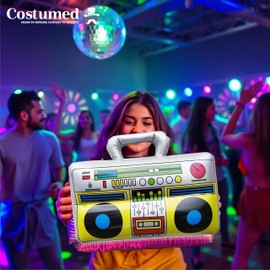 Costumed Aufblasbarer Ghettoblaster ca 45 x 42 cm - 80er 90er Fasching & Karneval - Outfit Party Accessoires Kostüm - Bad Taste Assi Retro - Hip Hop Radio Walkman