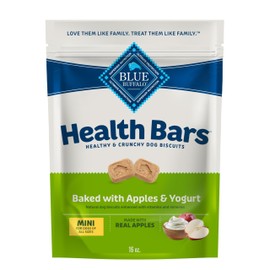 Blue Buffalo Health Bars Mini Crunchy Dog Biscuits, Oven-Baked with Natural Ingredients, Apples & Yogurt, 16-oz Bag