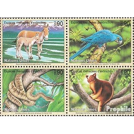 Prophila Collection UNO - Geneva 369-372 4 Block (Complete Edition) 1999 Endangered Animals (Stamps for Collectors) Acidator Other