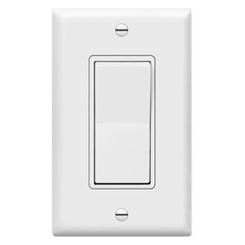ENERLITES Decorator Paddle Light Switch with Wall Plates, Wall Decora Switch, Single Pole, 3 Wire, Grounding Screw, Residential Grade, 15A 120V/277V, UL Listed, White