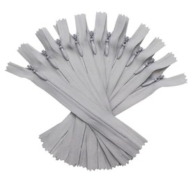 YaHoGa 10pcs 24 Inches Invisible Zippers Conceal Zippers for Sewing, Dress, Garments, Clothes, Pillow, Tailor, Craft (Grey, 24")