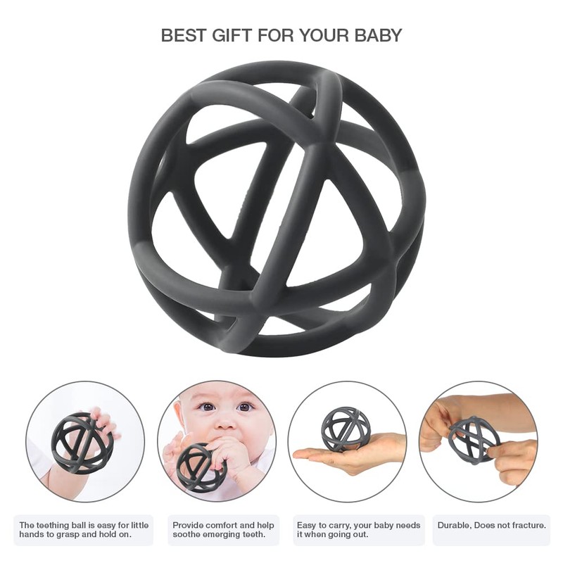 TOPGOMES Baby Teether Ball Toy, BPA Free Silicone Soft Ball