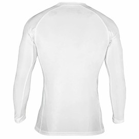 FUJI Baseline Ranked Long Sleeve Jiu Jitsu Rashguard, BJJ Rashguard for Men and Women, Size, Large, White.