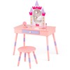 HONEY JOY Kids Vanity Set, Castle Pretend Play Vanity Table