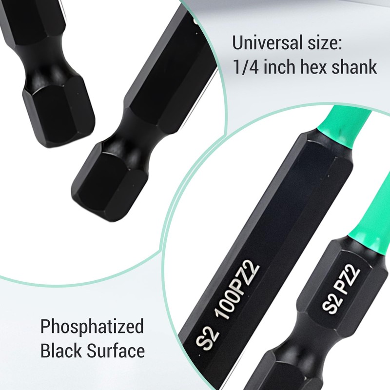 6 Pcs PZ2/PH2 High Magnetic Drill Bit Set, 25L 90L