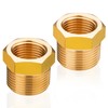 ZOUNI 2pcs Brass Reducer Hex Bushing, 1/2" NPT Male to