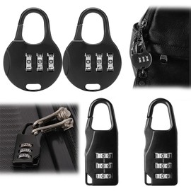 Luggage Lock, Pack of 4, Suitcase Lock, Combination Lock, 3 Digit Combination Lock, Zinc Alloy Travel Lock, Mini Combination Padlock, Luggage Lock for Suitcase, Luggage, Backpack, Black