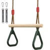 Trapeze Swing Bar Rings, VIsuIvit Children's Wooden Trapeze Swing Bar