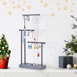 SRIWATANA Jewelry Organizer Display Extra Tall Necklace Holder 3 Tier Jewelry Tree Stand, Gift Idea (Weathered Grey & Black)