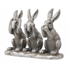 Reflections Silver 3 Wise Hares Figurine By Leonardo