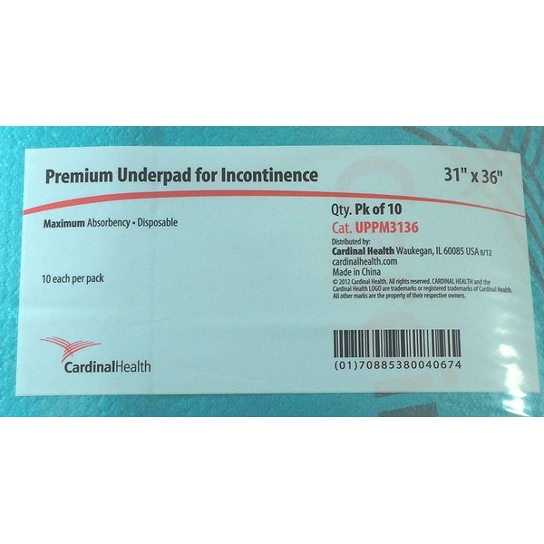 Cardinal Health Protective Underpad Premium Absorbency Extra-Large (31" X 36"), Case of 40