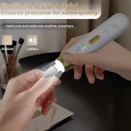 Electric Nail File Drill 2000 mAh Cordless Rechargeable Nail Filer LED Lamp