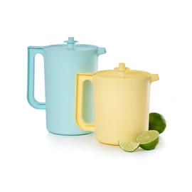 Tupperware Heritage Pitcher Set in Vintage Blue and Yellow Colors, Dishwasher Safe and BPA Free (Set of 2, 1.5 Qt./2 Qt.)
