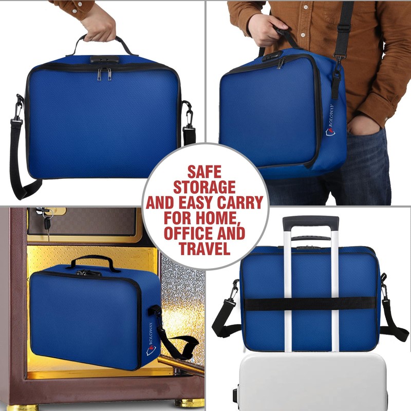 ROLOWAY Fireproof Document Bag with Lock (17 x 11.8 x