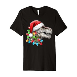 Trex Tyrannosaurus rex Dinosaur Christmas Hat Xmas Premium T-Shirt
