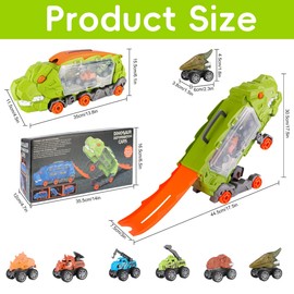 Dinosaur Truck Toys for Kids 3-5, Carrier Truck Toy with Race Track for Girls Boys, Foldable Track Monster Trucks with 6 Mini Dinosaur Cars, Birthday Gifts for Kids 3 4 5 6 7 Year Old